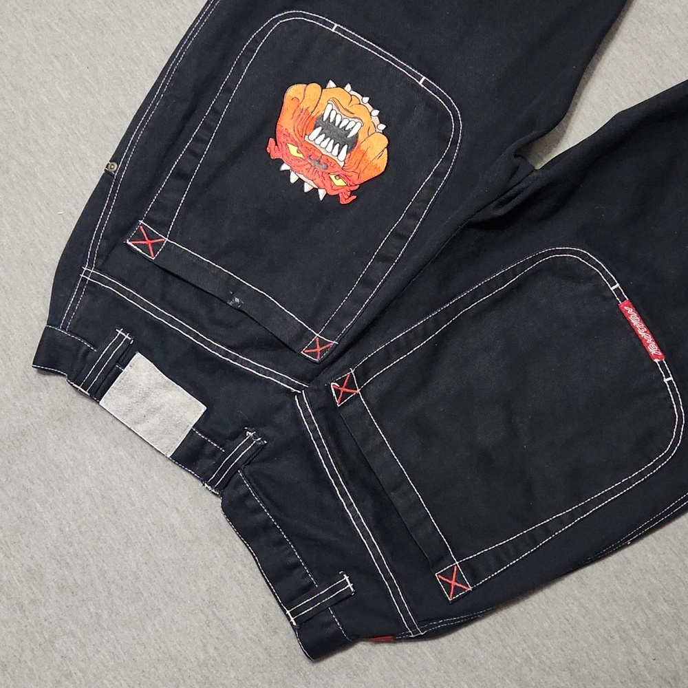 RARE!! Vintage Y2K IGNITION Black Denim High Rise Baggy Wide Leg Skater Jeans